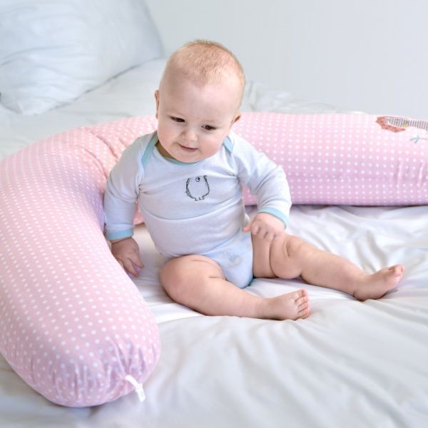 Подушка для годування Standart Dinosaur 35х200 см з карабіном Рожева IDEIA