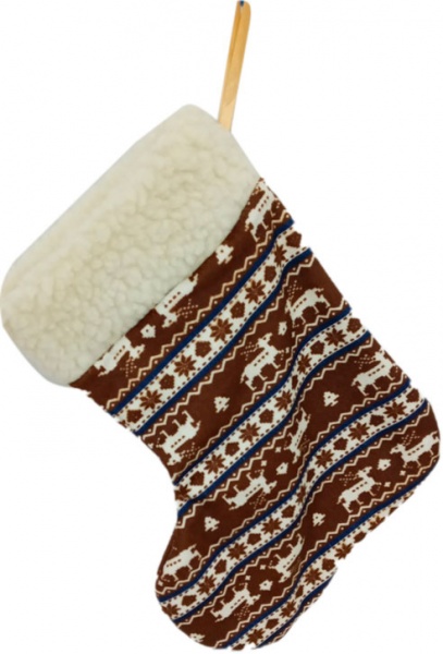 Сапожок декоративный бежево-коричневый с оленями 28 см 125229 