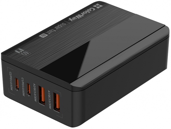 Зарядное устройство ColorWay Power Delivery (2USB-A + 2USB TYPE-C) (65W) CW-CHS040PD-BK
