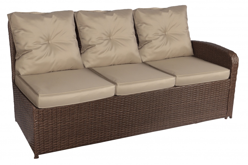 Комплект меблів Indigo зі штучного ротангу СТЕЛЛА (стіл 150*90см+кутовий диван+2 крісла, подушки) какао коричневий