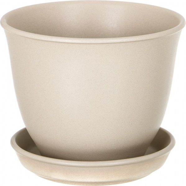 Горщик керамічний Оріана-Запоріжкераміка Кедр №2 крихта круглий 2,2л бежевий (019-2-150) 