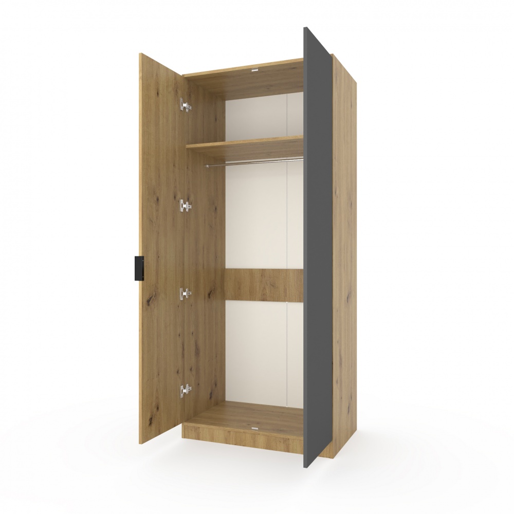 Шафа для одягу Metkas Home RIO 1940х830х505 мм антрацит/дуб артізан