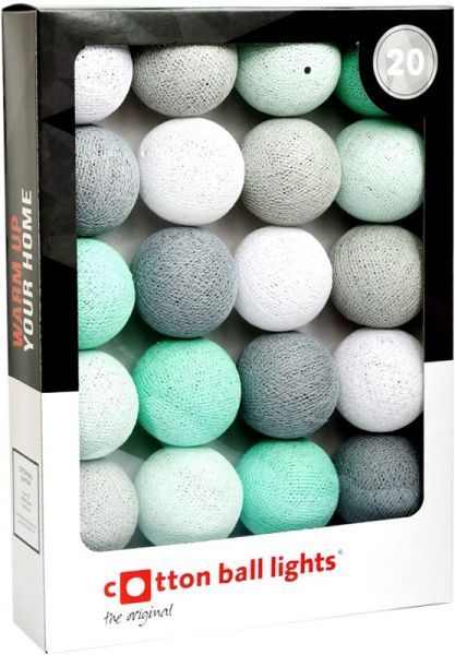 Электрогирлянда Котоновые шарики AQUA GREY лампа накаливания 20 ламп