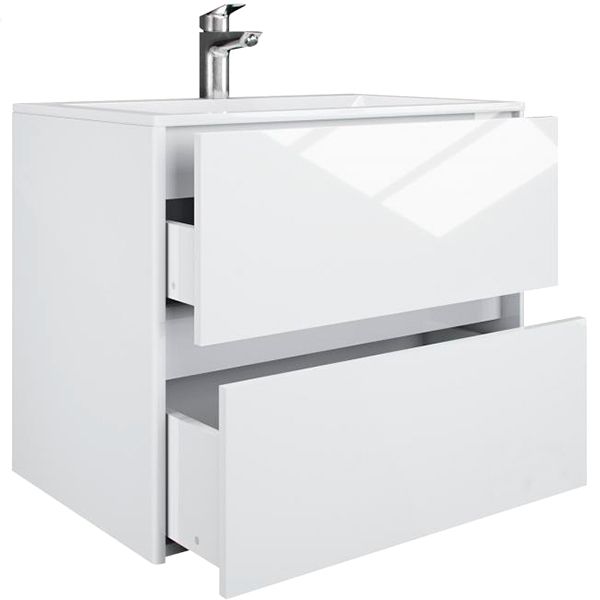 Тумба підвісна Water House Preference N2 70 МДФ білий глянець під умивальник Амальфі 70