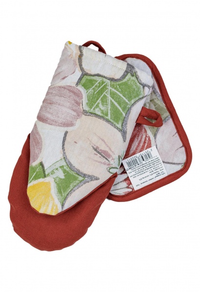 Набір рукавичка + прихватка 15x29 см світло-рожевий/білий Прованс 