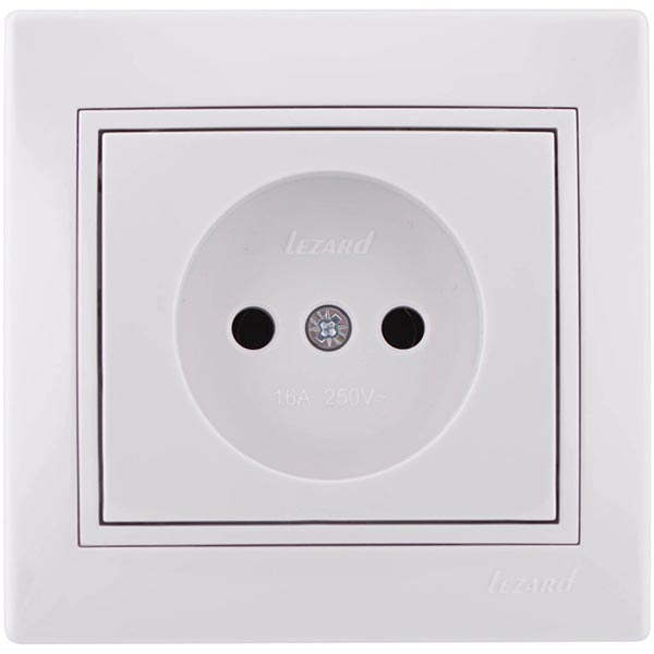 Розетка без заземления Lezard Mira 16 А 250 В 701-0202-121В, без шторок белый
