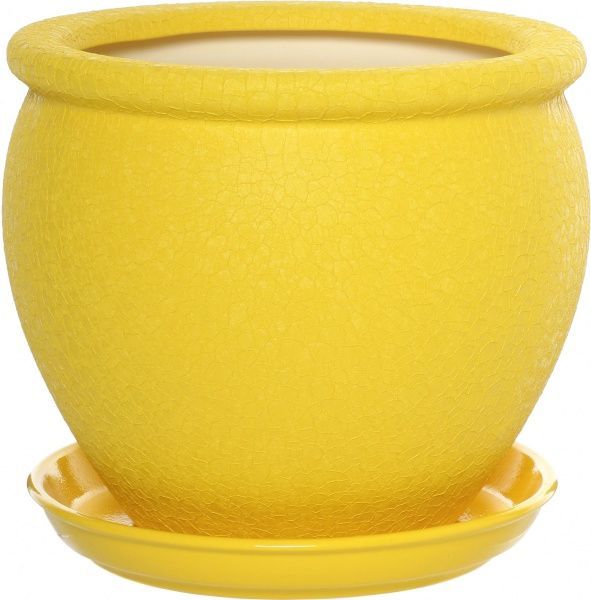 Горщик керамічний Оріана-Запоріжкераміка В'єтнам №3 шовк круглий 5л жовтий (011-3-119) 