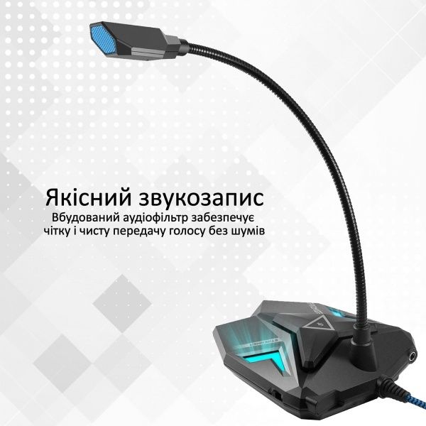Мікрофон Promate Streamer LED, USB Blue