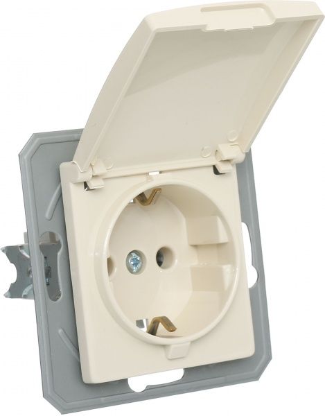 Розетка TEM Ekonomik 16 A 250 В з кришкою слонова кістка VE11IIXO-U