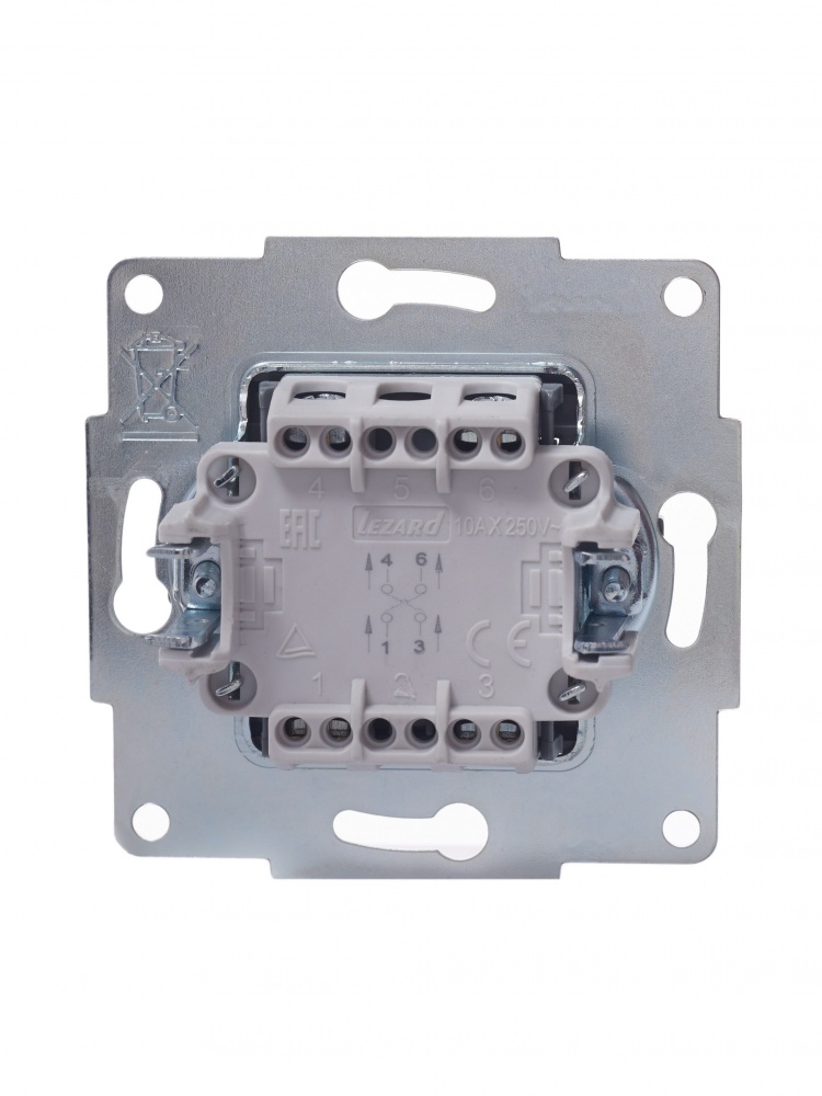 Выключатель перекрестный одноклавишный Lezard Vesna без подсветки белый 742-0288-107