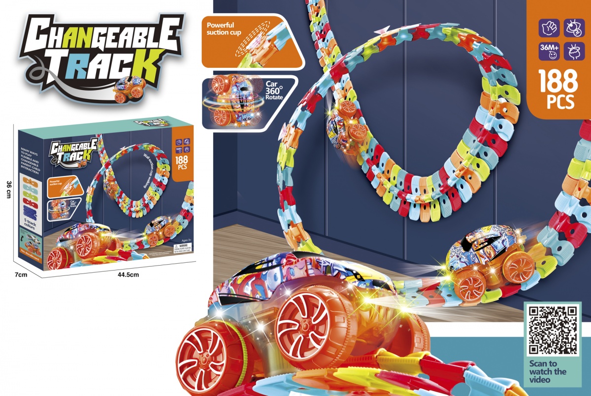 Трек гнучкий FENGBA TOYS 188 елементів зі світловим ефектом 44,5х7х36 см SA210570 — фото 1