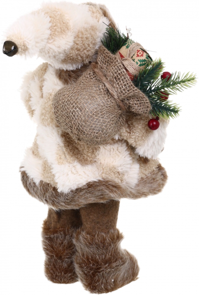 Декорація новорічна Санта 30 см бежево-коричневий лісовий з мішечком Y2502E 30 см