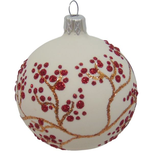 Шар новогодний d80 птичка на белом 