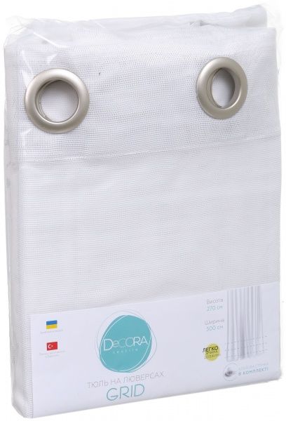 Тюль GRID 300х278 молочный Decora textile