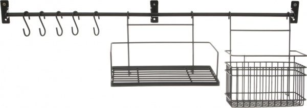 Рейлінг кухонний UP! (Underprice) 750x40x60 мм з 2 поличками чорний