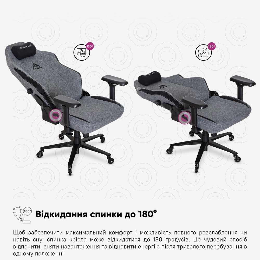 Крісло ігрове Cyberlux Ares Grey GM-405 G сірий/чорний
