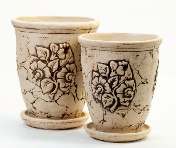 Горщик керамічний Квітка №2 круглий 3,8 л бежевий 