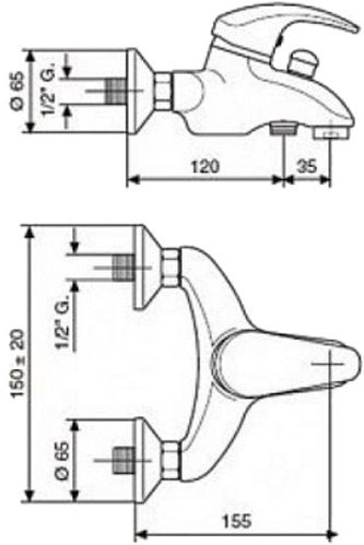 Смеситель для ванны Emmevi Rubinetterie Luxor BR 7001 RB