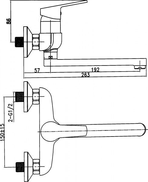 Смеситель для ванны Koller Pool Kvadro KR0700 с переключателем DV 01