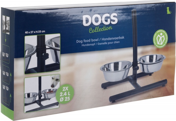 Набір мисок Koopman для тварин на підставці 2 шт. 3,6л метал A12650060