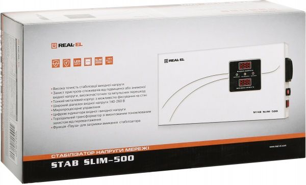 Стабилизатор напряжения REAL-EL STAB SLIM-500, white (REAL-EL)