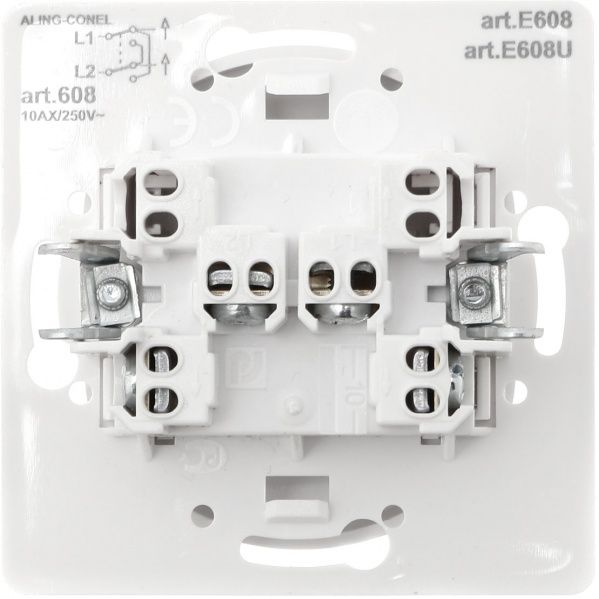 Вимикач перехресний одноклавішний Aling-Conel Eon без підсвітки 10 А 250В білий E608.0