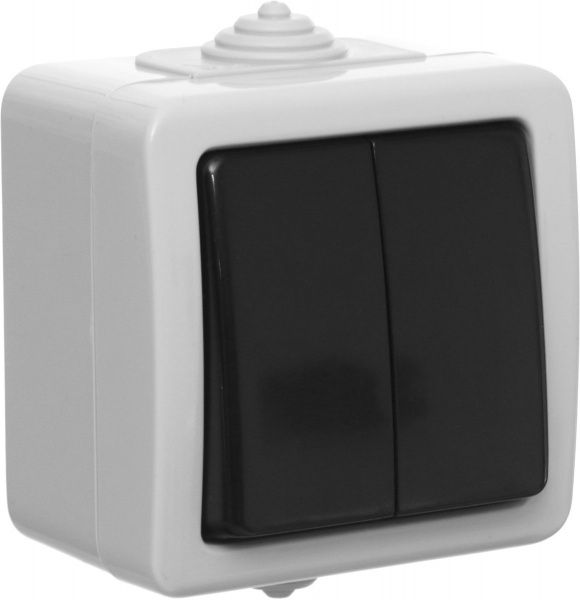 Вимикач двоклавішний REAL-EL Storm без підсвітки 10 А 250В сірий Storm-72015, grey (REAL-EL)