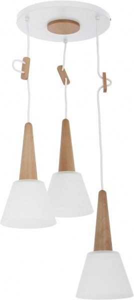 Підвіс ALFA Celebes 3xE27 білий матовий/дерево світле 60167 