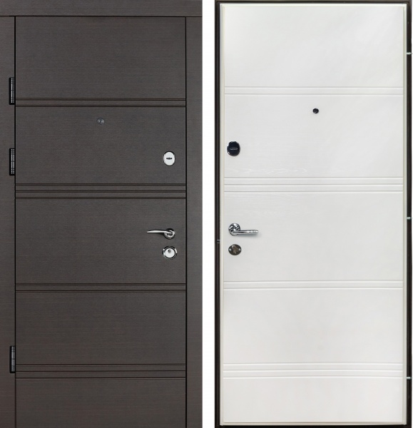 Двері вхідні Revolut Doors В-413 мод. 163 венге горизонт темний / дуб пломбір горизонт 2040x840 мм ліві