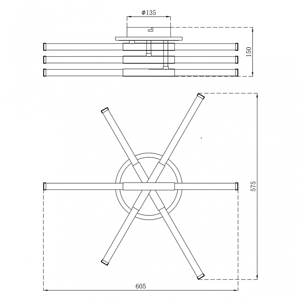Люстра светодиодная Hopfen SNOFNUGG-6 BK 4x55 Вт LED-модуль черный