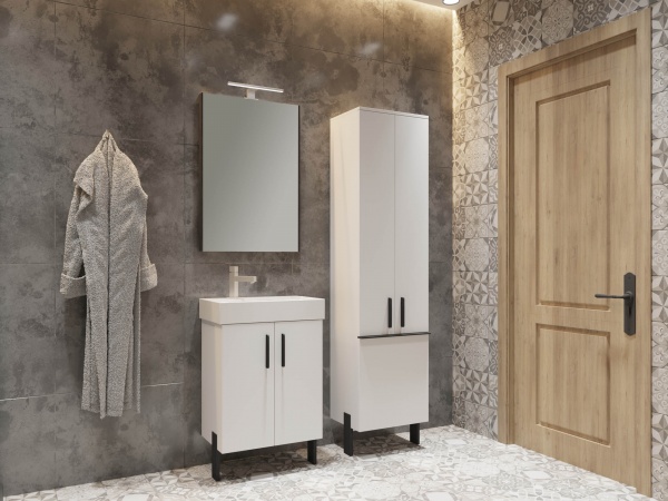 Тумба напольная ЮВЕНТА Manhattan - 55 белый с умывальником Stance-55