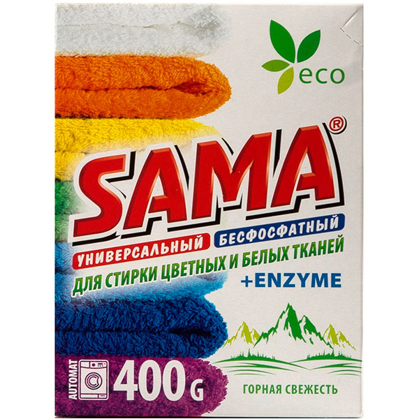Стиральный порошок для машинной стирки SAMA Color Горная свежесть 0,4 кг