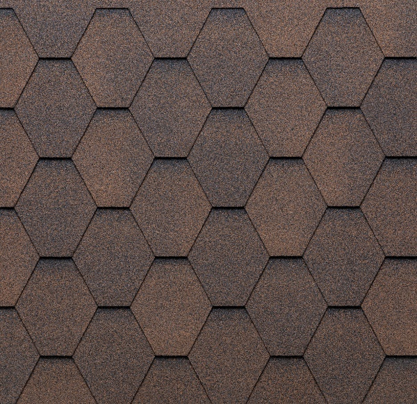 Бітумна черепиця TEGOLA ECO ROOF HEXAGONAL Mixed BROWN