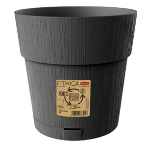 Горшок пластиковый Stefanplast Ethica 25x25 см круглый 7,5 л графит (68101) 