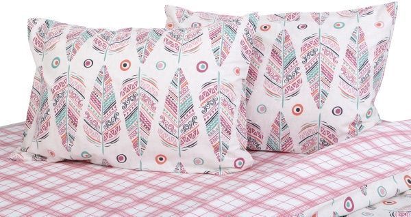 Комплект постельного белья Fashion Feather 1,5 белый с розовым 