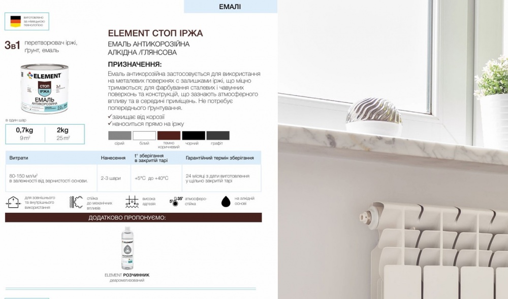 Эмаль Element антикоррозионная серый мат 2кг