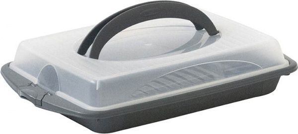 Тортниця з ручкою Deli прямокутна сіра 45х30х9 см 12172 Kela