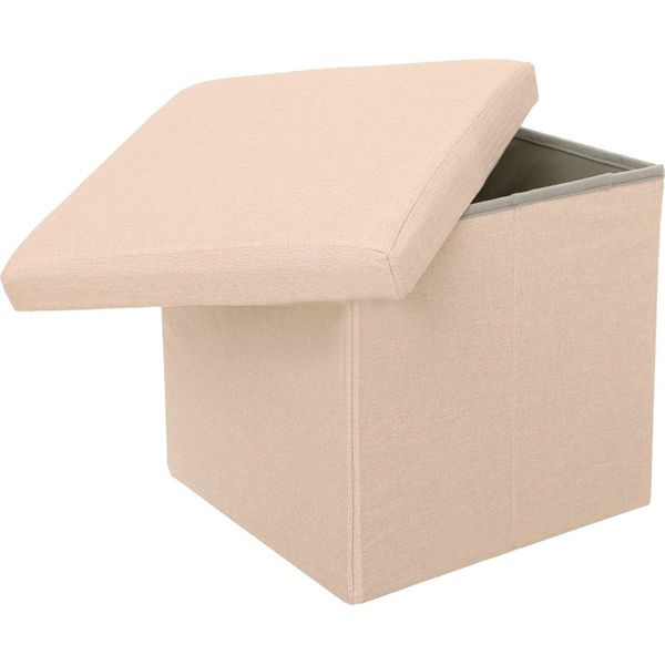 Ящик-пуф складной текстильный кремовый 380x380x380 мм