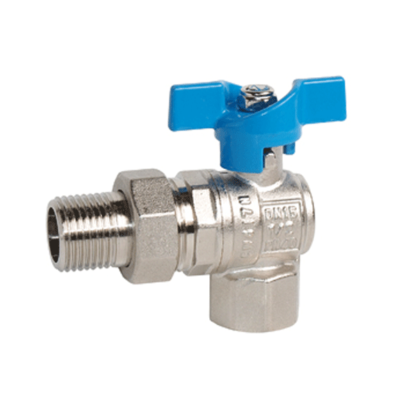 Кран с американкой угловой Gross Optimal Ду20 3/4 В-Н бабочка синий