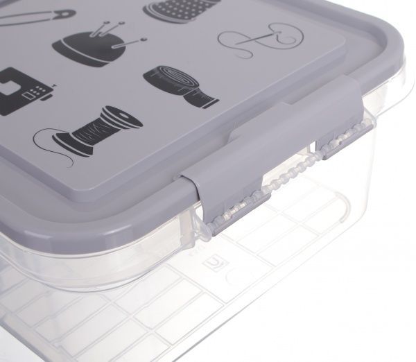 Ящик-органайзер для хранения Gondol Plastic Sewing Box серый 110x250x