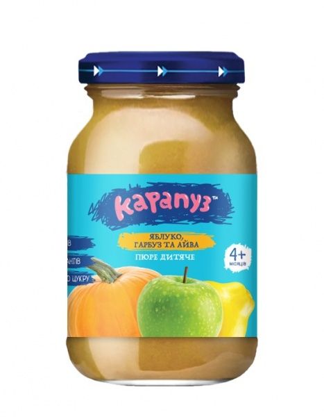 Пюре Карапуз з яблук, гарбуза, айви без цукру з вітаміном С 170 г 