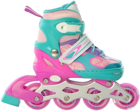 Роликовые коньки World Top Development раздвижные A 4141-S-V р. 31-34 белый с розовыми вставками