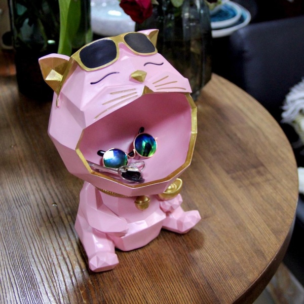 Статуетка-підставка Кіт-агент рожевий 26x18 см