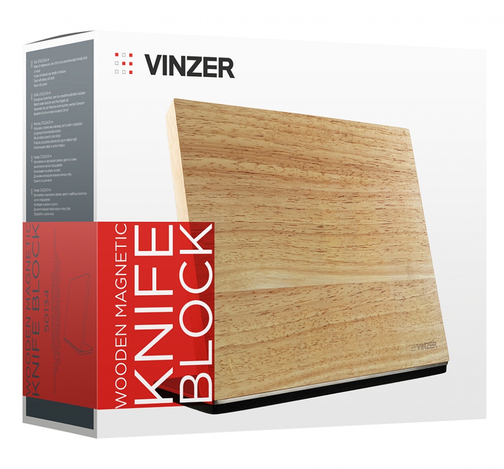 База для ножей Vinzer деревянная магнитная 27x22,5 см 50134