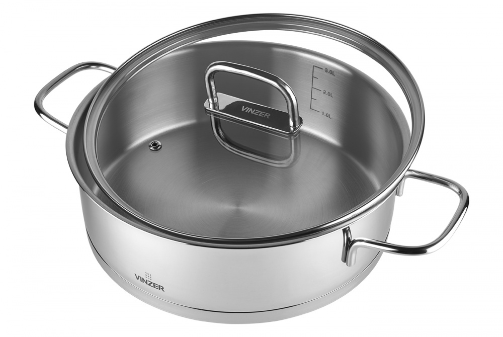 Сотейник с двумя ручками и крышкой Vinzer Glossy Line 3,2 л 50046