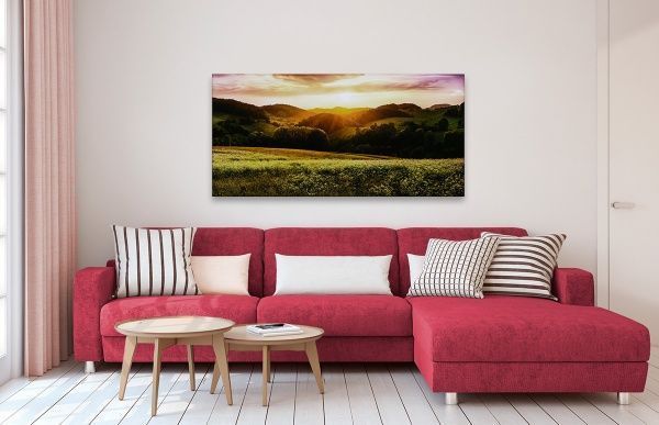 Репродукция Пейзаж Панорамный закат 96x48 см 