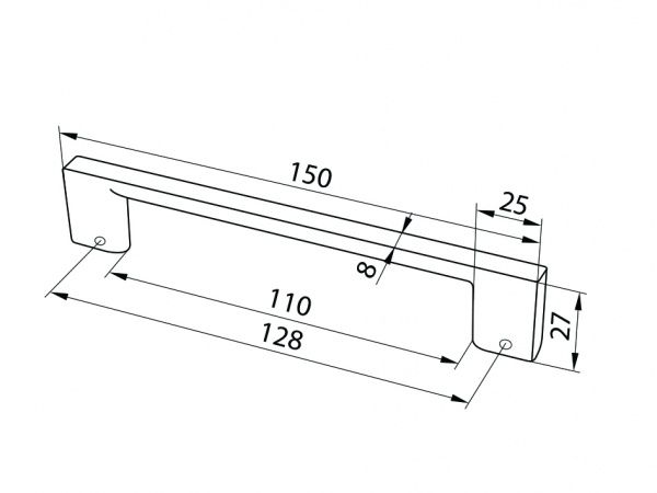 Меблева ручка скоба DC D-705/128 BLKM 128 мм чорний матовий