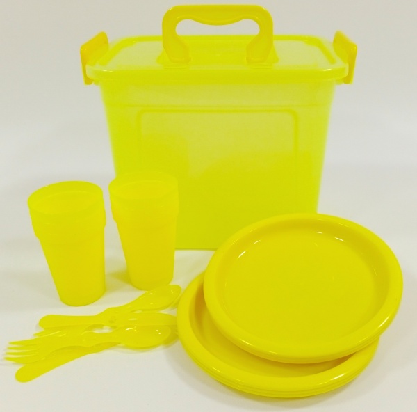 Набір для пікніка Rainbow 25 предметів жовтий Flamberg Smart Kitchen