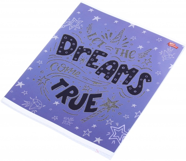 Тетрадь школьная с глитером 60 листов в клеточку в ассортименте Мечты сбываются