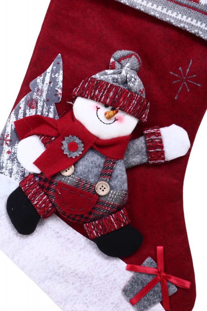 Чобіток декоративний різдвяний/персонажі бордовий 50см 2 асорт. W22-19A2924A W22-19A2924B